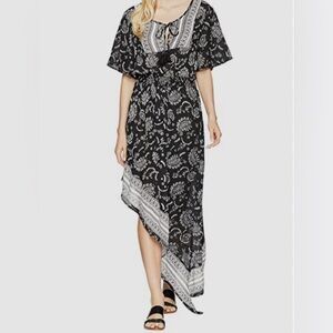 Green dragon, summer dress size small asymmetric black-and-white NWT size S